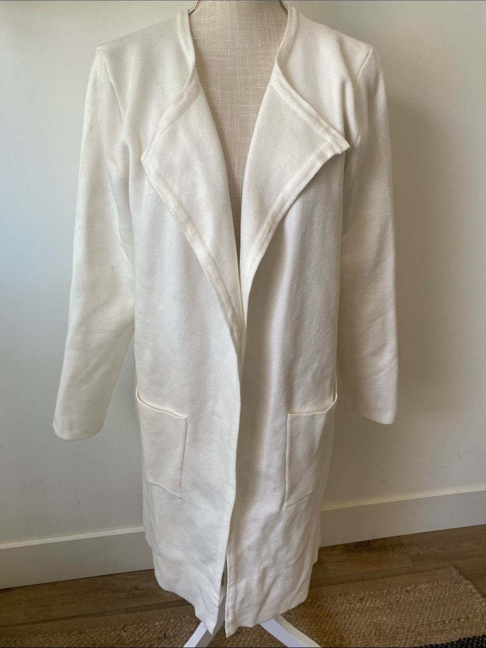 Prinbara new with tag White Open-Front sweater Coat XL